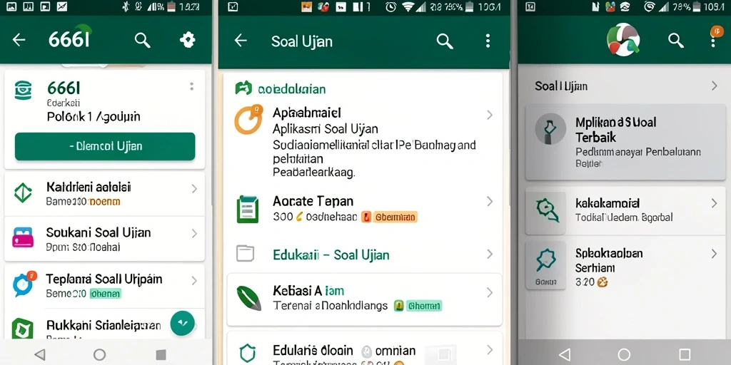 Tampilan antarmuka aplikasi Soal Ujian 666I yang menarik dan informatif.