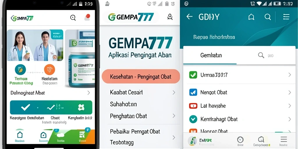 Screenshot utama GEMPA777 dengan tampilan pengingat obat yang jelas.