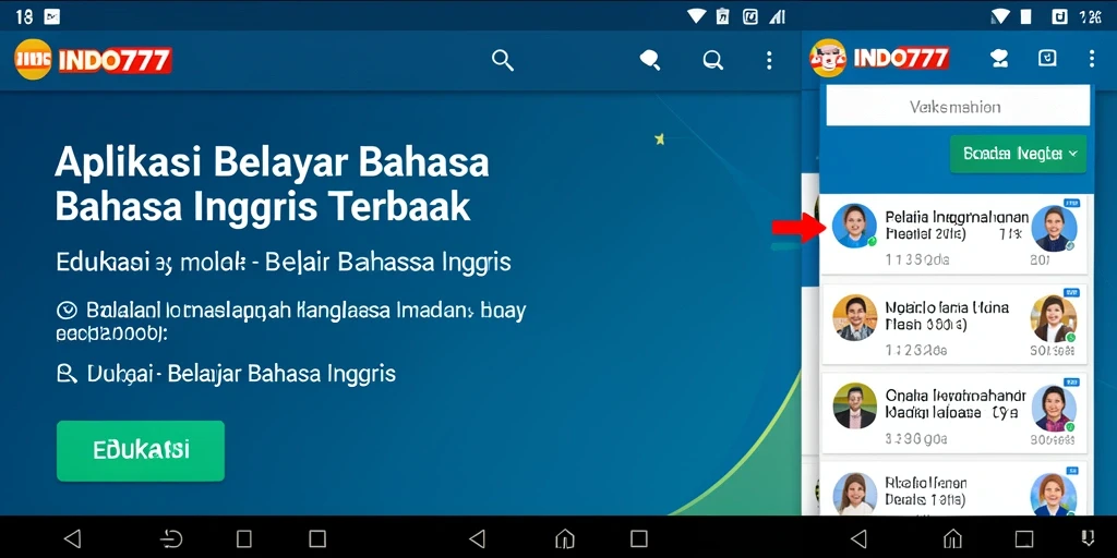 Tampilan antarmuka aplikasi INDO777 yang menarik untuk belajar bahasa Inggris.