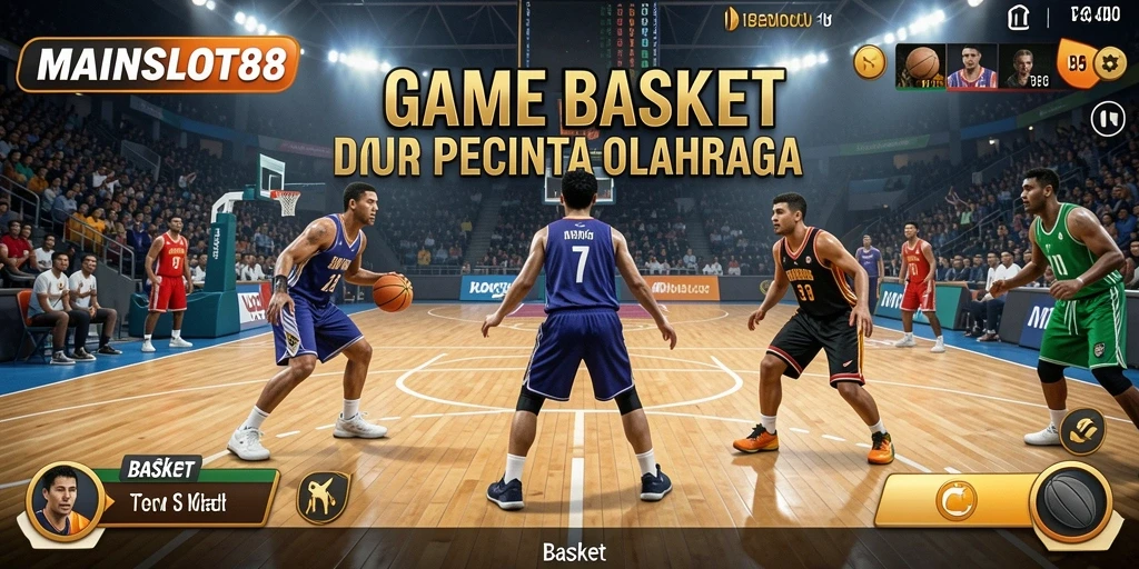 Antarmuka MAINSLOT88 menampilkan pertandingan basket yang seru dan interaktif.