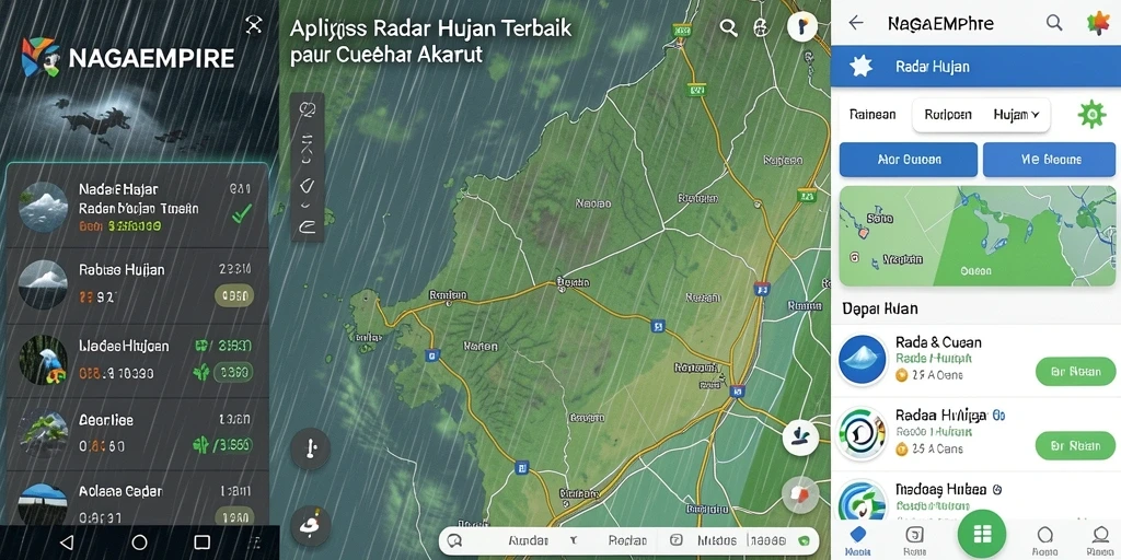 Antarmuka aplikasi NAGAEMPIRE yang menampilkan fungsi Radar Hujan dengan jelas.