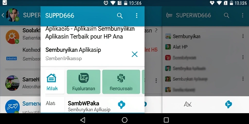 Tangkapan layar utama SUPERWD666 menunjukkan antarmuka penyembunyi aplikasi yang intuitif.