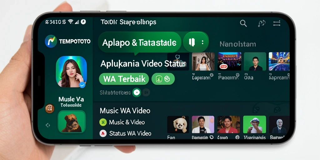 Tampilan antarmuka TEMPOTOTO untuk Status WA Video yang menarik.